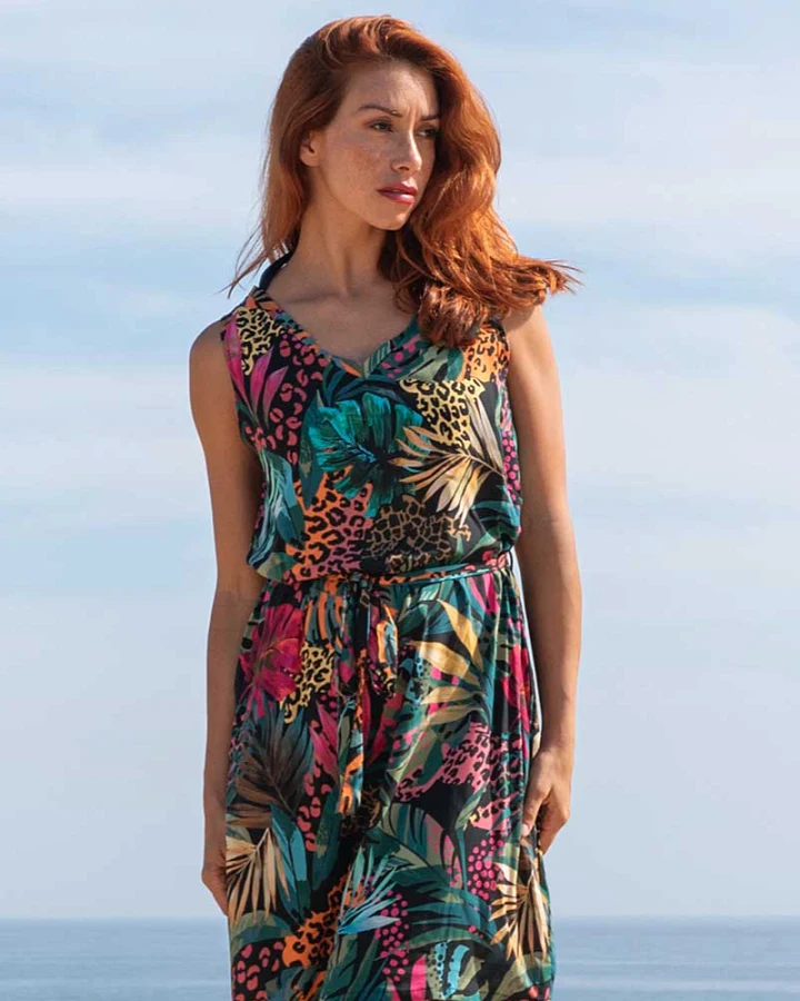 Widda Damen vegan Kleid Rani Tropical Print Mehrfarbig