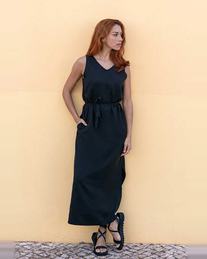 Widda Damen vegan Kleid Vani Schwarz
