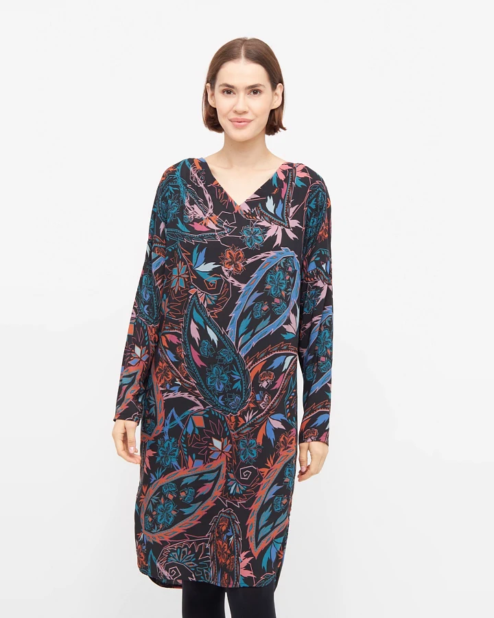 Widda Damen vegan Bluse Tunika Joni Paisley-Muster Mehrfarbig