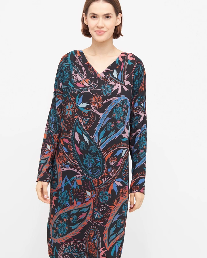 Widda Damen vegan Bluse Tunika Joni Paisley-Muster Mehrfarbig