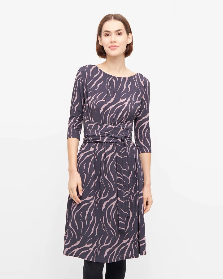 Widda Damen vegan Wickelkleid Kimori Dunkelblau/Grau