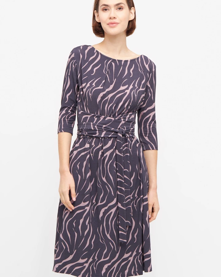Widda Damen vegan Wickelkleid Kimori Dunkelblau/Grau