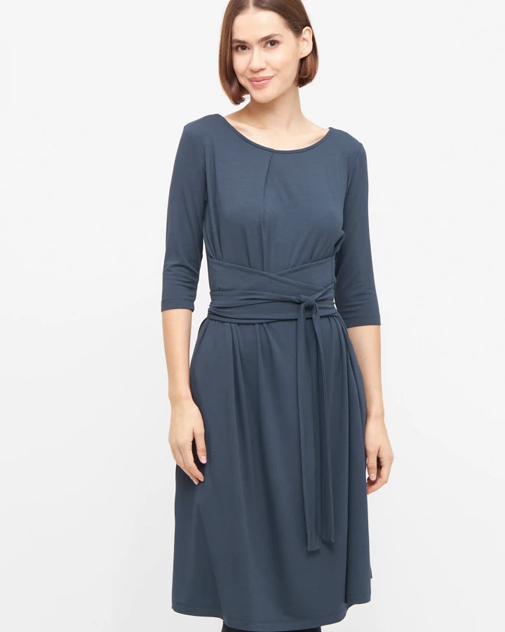 Widda Damen vegan Wickelkleid Kimori Dunkelblau