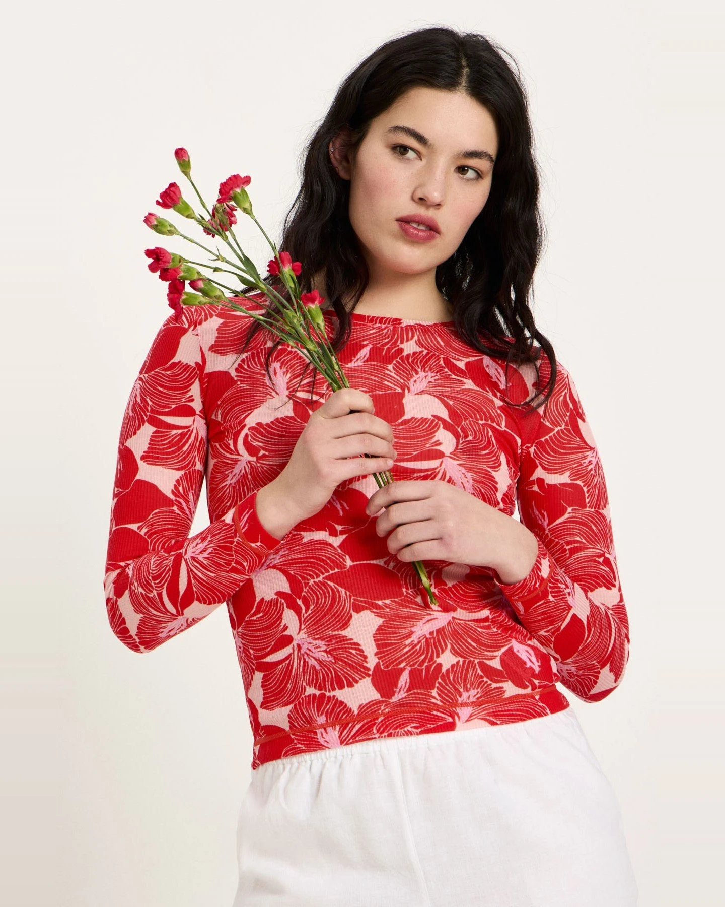Langarmshirt Print Bloom Red – Ansicht 3