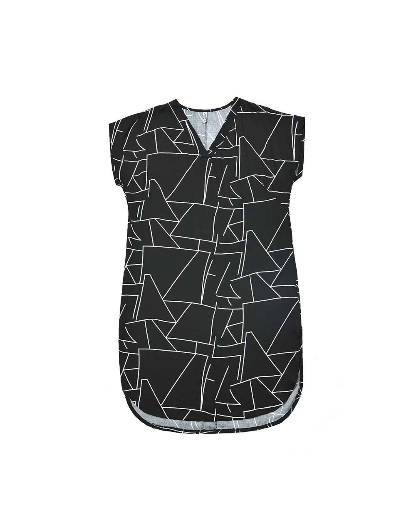 Widda Damen vegan Bluse Tunika Nomad Lines Dark Smoky Black – Ansicht 2