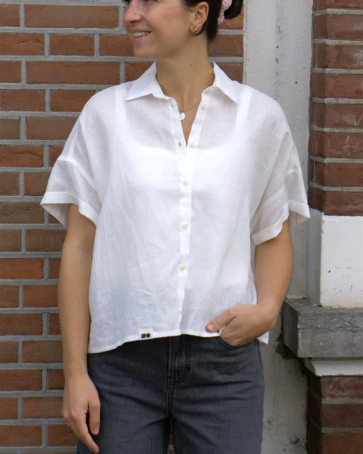 New Optimist Damen vegan Bluse Bella Weiß