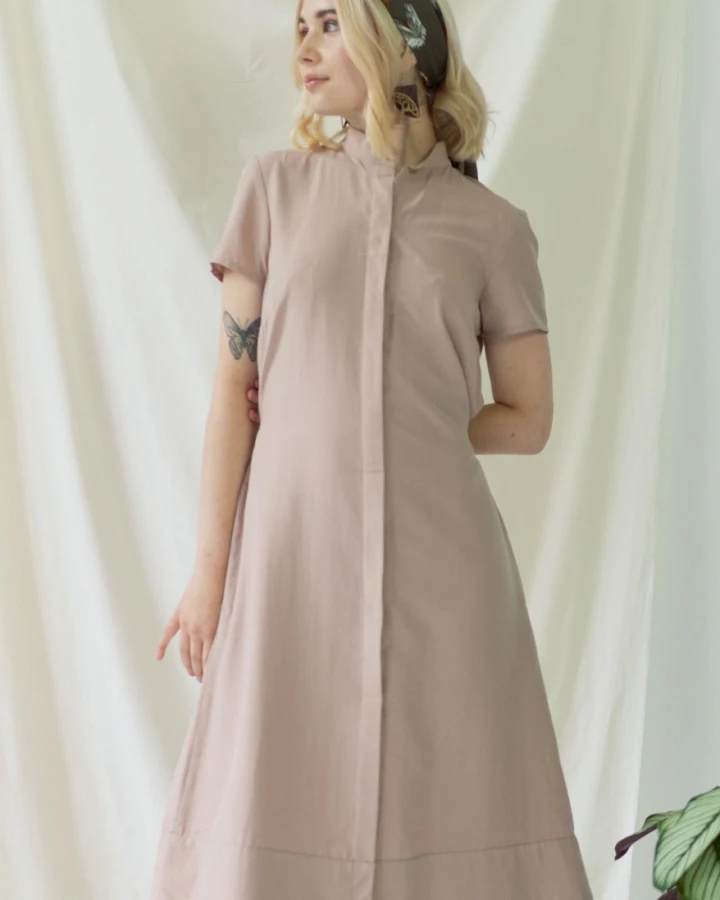 AYANI Damen vegan Hemdkleid Mit Kurzen Ärmeln Melanie Rose