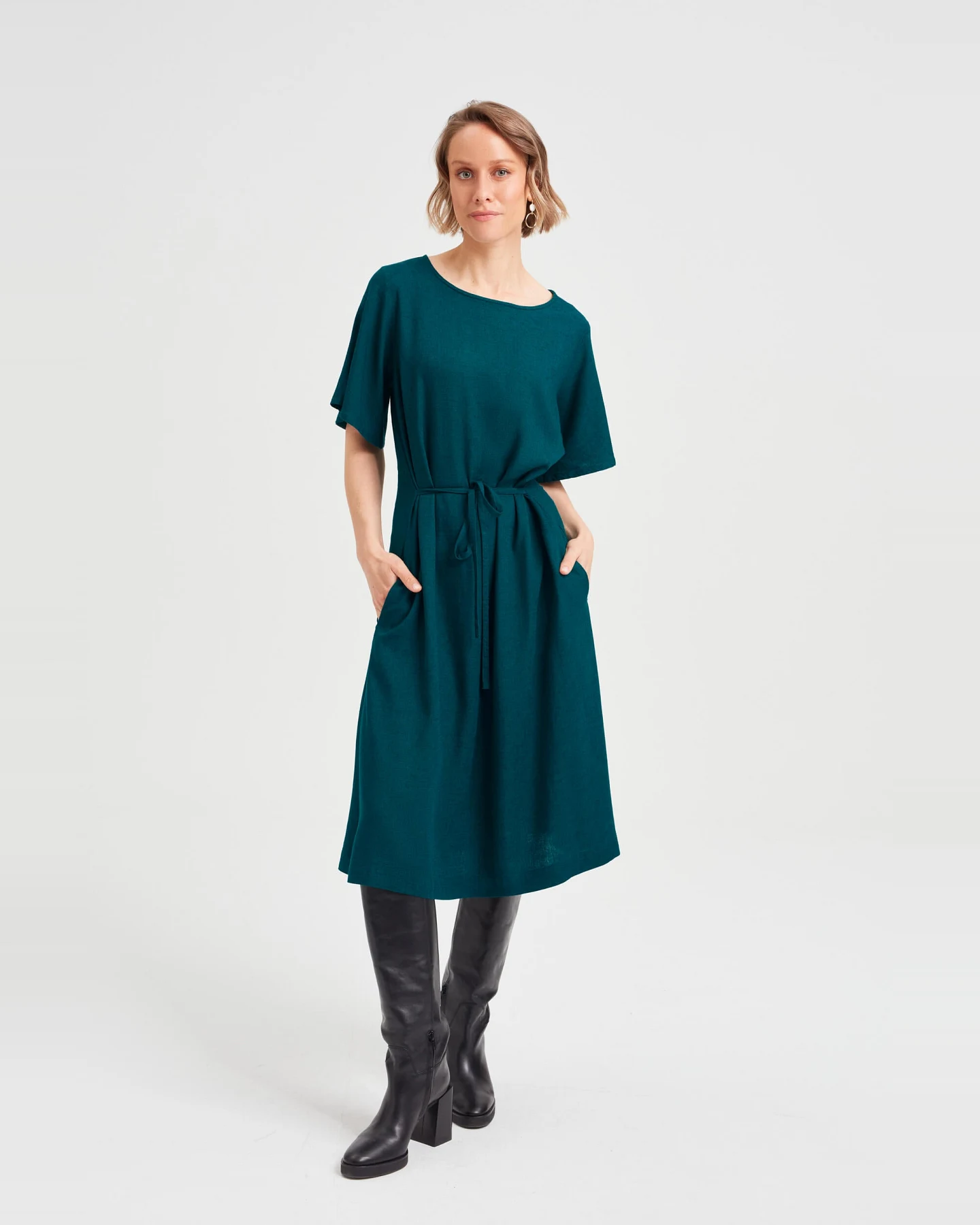 AYANI Damen vegan Kleid Nika Deep Teal – Ansicht 2