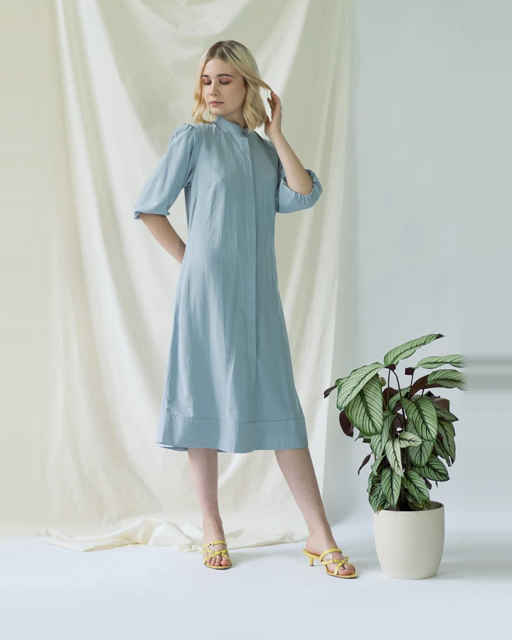 AYANI Damen vegan Hemdkleid Melanie Hellblau