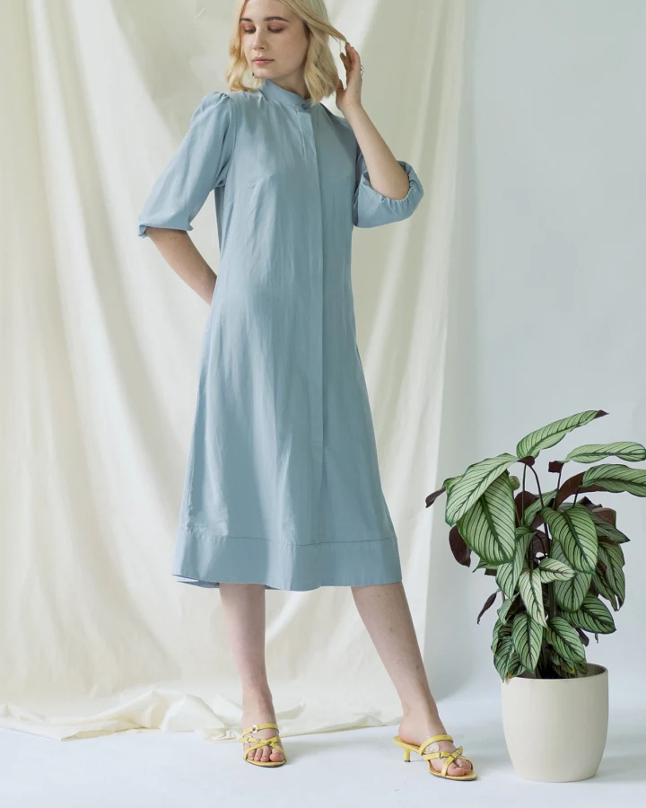AYANI Damen vegan Hemdkleid Melanie Hellblau
