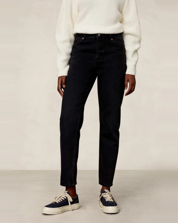 Kings of Indigo Damen vegan Cropped Jeans Caroline Washed Schwarz