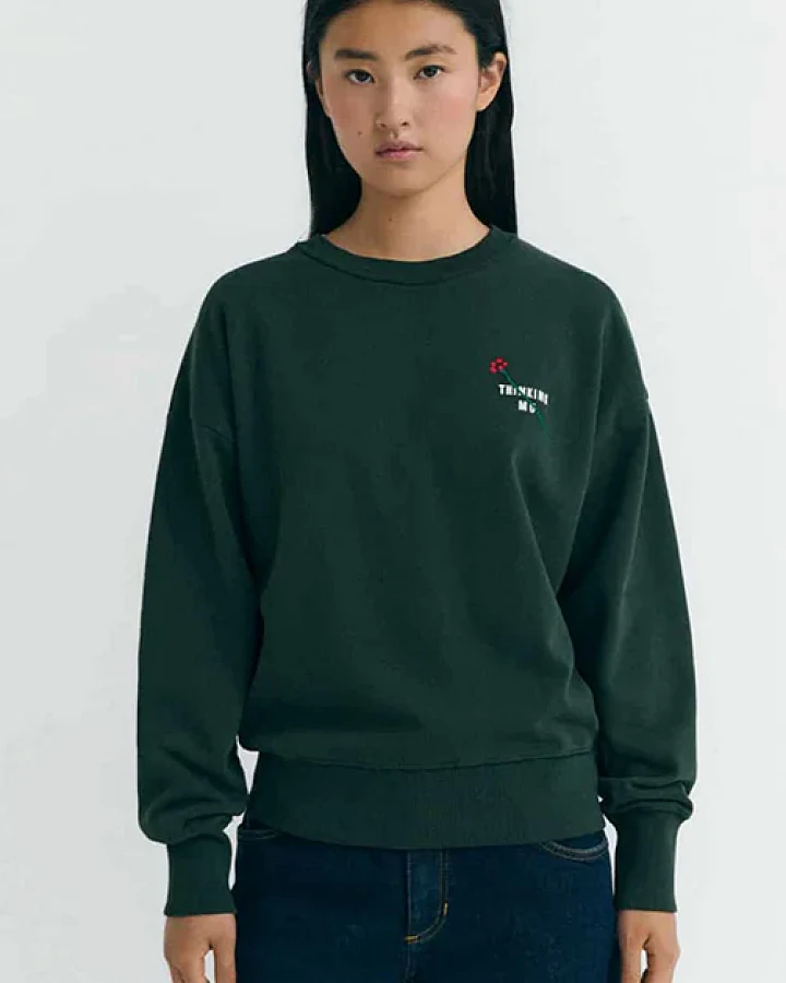 Thinking MU Damen vegan Sweatshirt Jodie Flower Grün