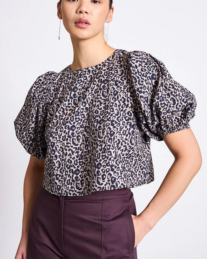 JAN 'N JUNE Damen vegan Bluse Olmos Leopard Print