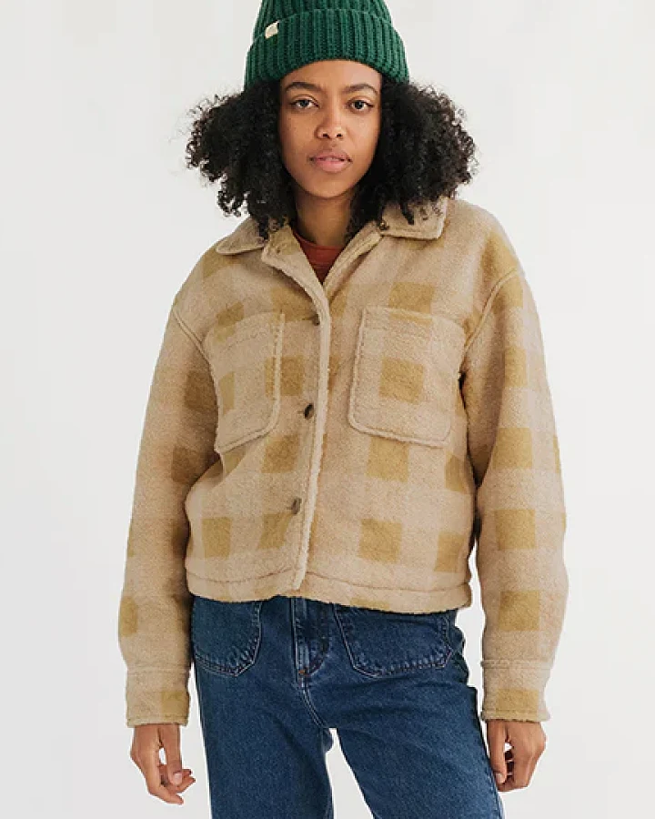 TWOTHIRDS Damen vegan Jacke Hoben Mustard Check