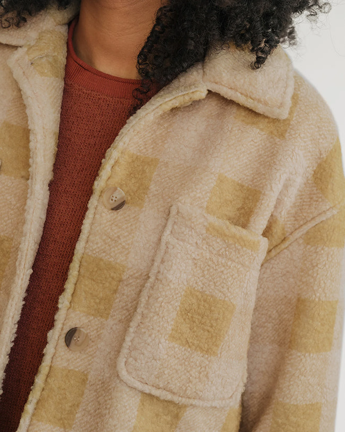 TWOTHIRDS Damen vegan Jacke Hoben Mustard Check – Ansicht 2