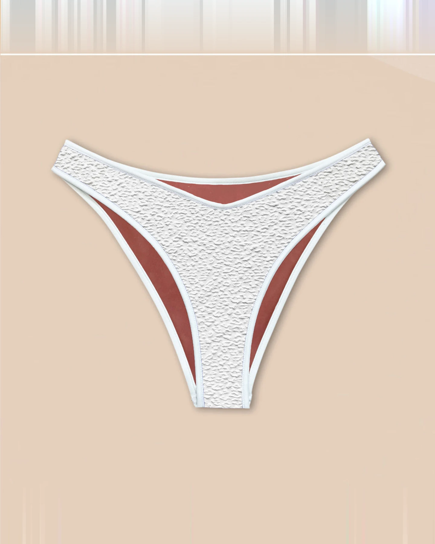 Woodlike Damen vegan Bikini Höschen Contour Cheeky Weiß/Rosenbraun – Ansicht 2