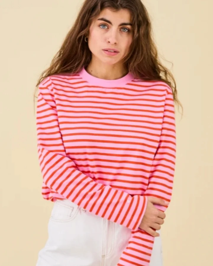 Jyoti Fair Works Damen vegan Langarmshirt Popeia Rosa/Rot