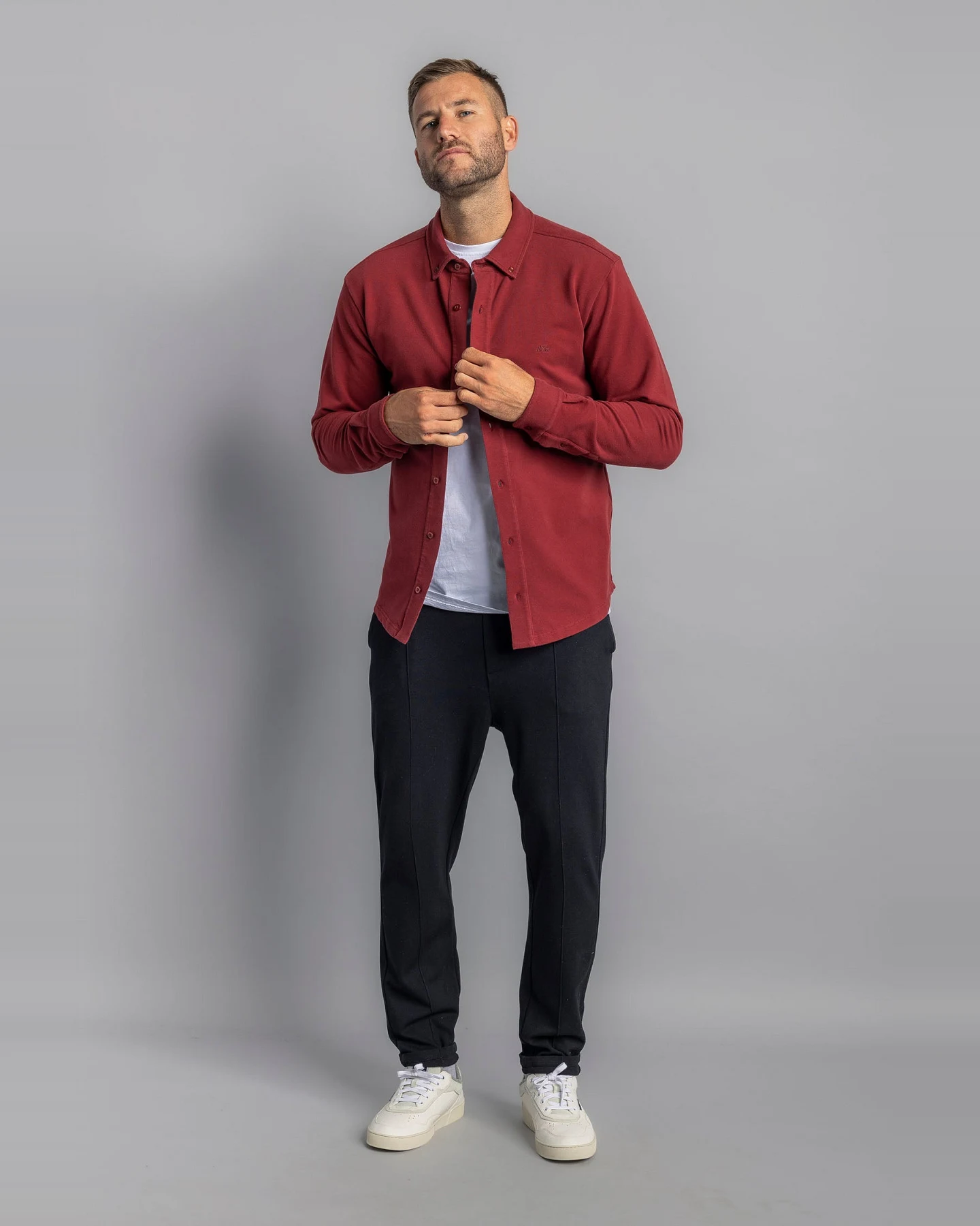 DIRTS Herren vegan Jersey Hemd Royal Burgundy – Ansicht 2