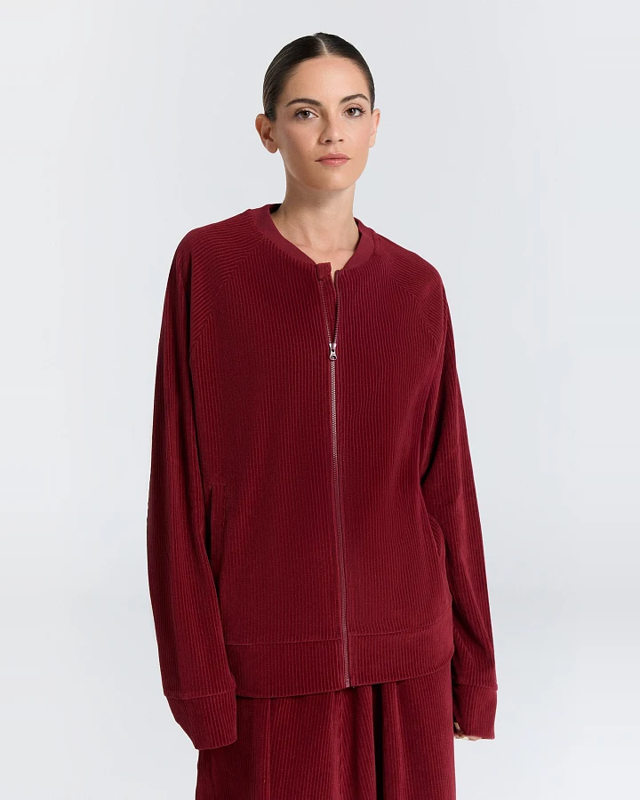 Leela Cotton Damen vegan Jacke Baseball Bordeaux