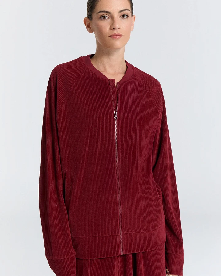 Leela Cotton Damen vegan Jacke Baseball Bordeaux