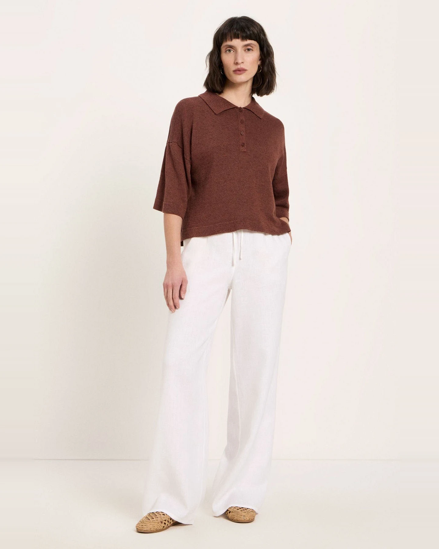 Pullover Polo Halbarm Braun – Ansicht 2