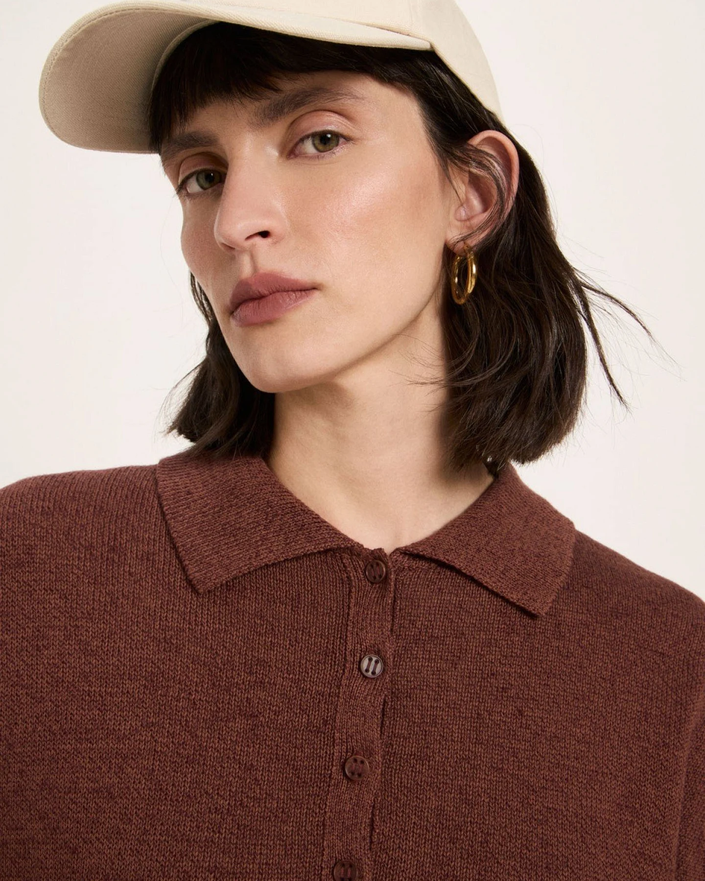 Pullover Polo Halbarm Braun – Ansicht 3