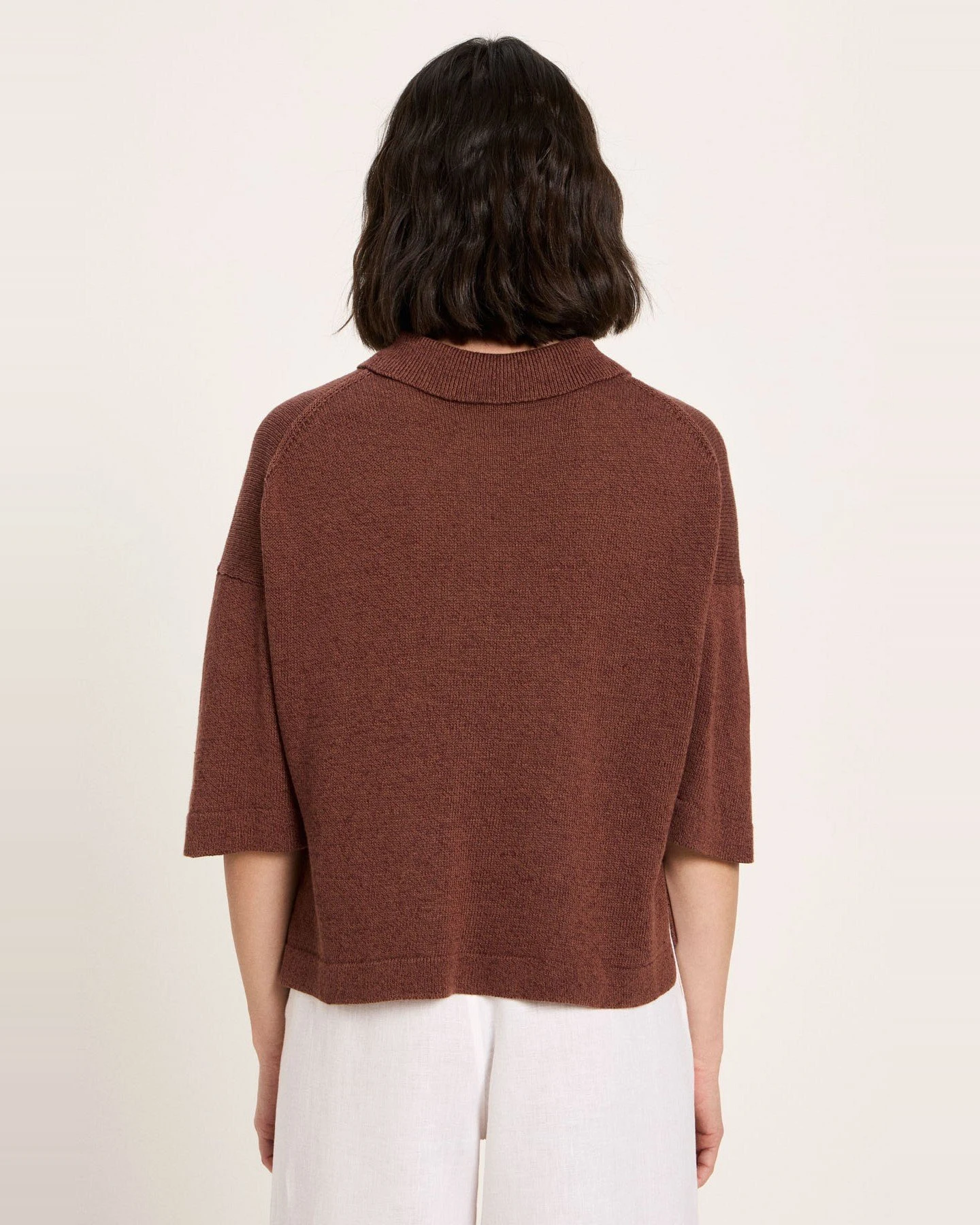 Pullover Polo Halbarm Braun – Ansicht 4