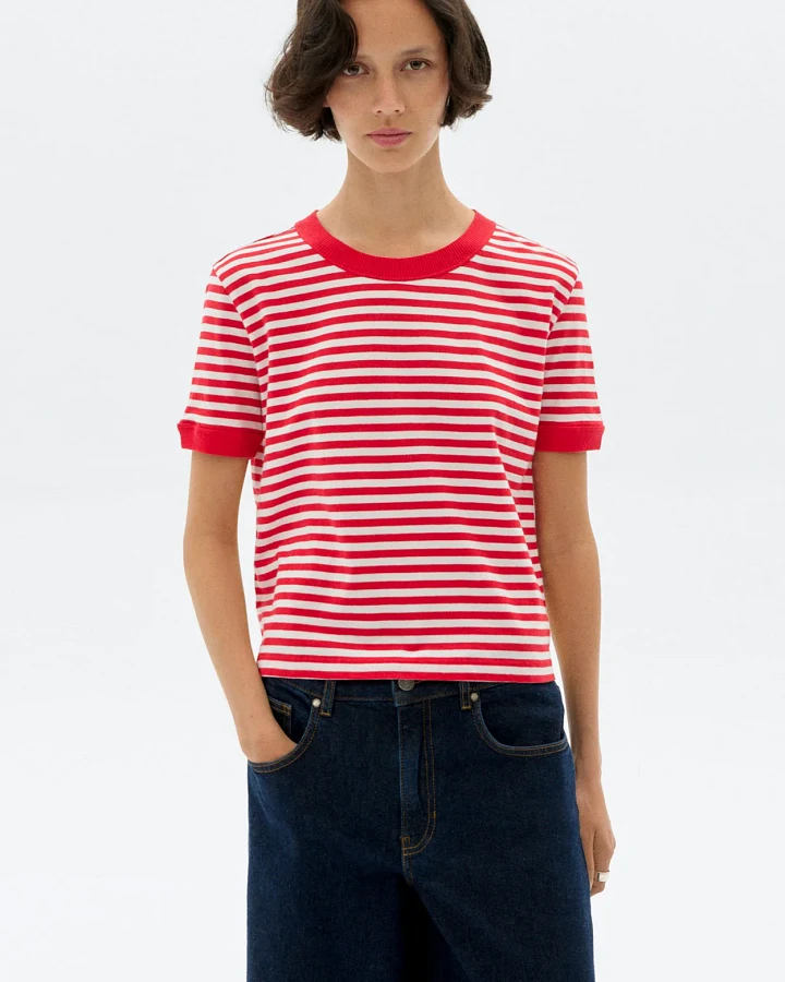 Thinking MU Damen vegan T-Shirt Zowi R Gestreift Rot