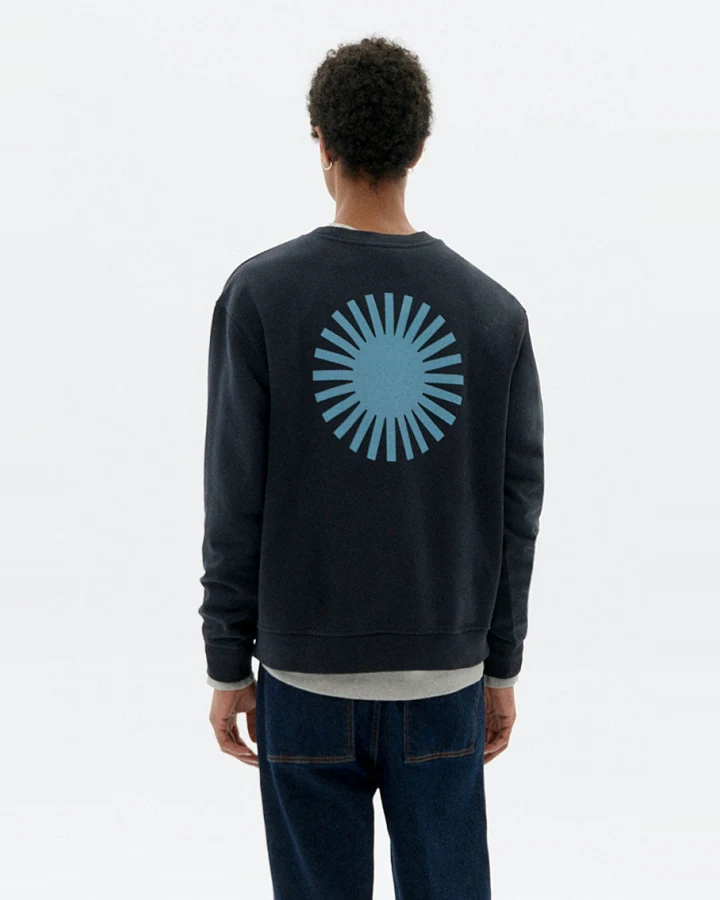 Thinking MU Herren vegan Sweatshirt Leon Sun Backprint Blau