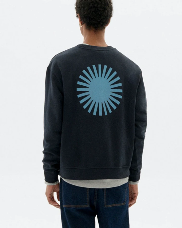 Thinking MU Herren vegan Sweatshirt Leon Sun Backprint Blau