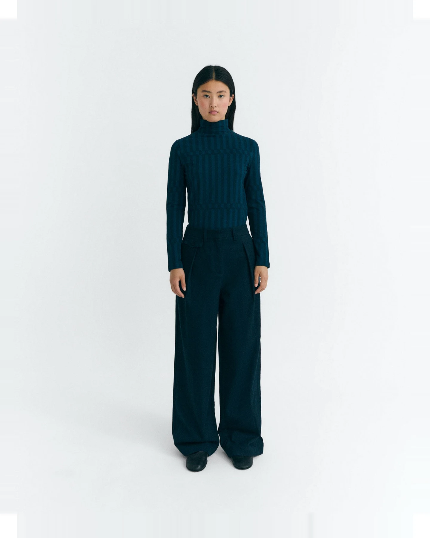 Thinking MU Damen vegan Hose Pat Weites Bein Navy – Ansicht 2
