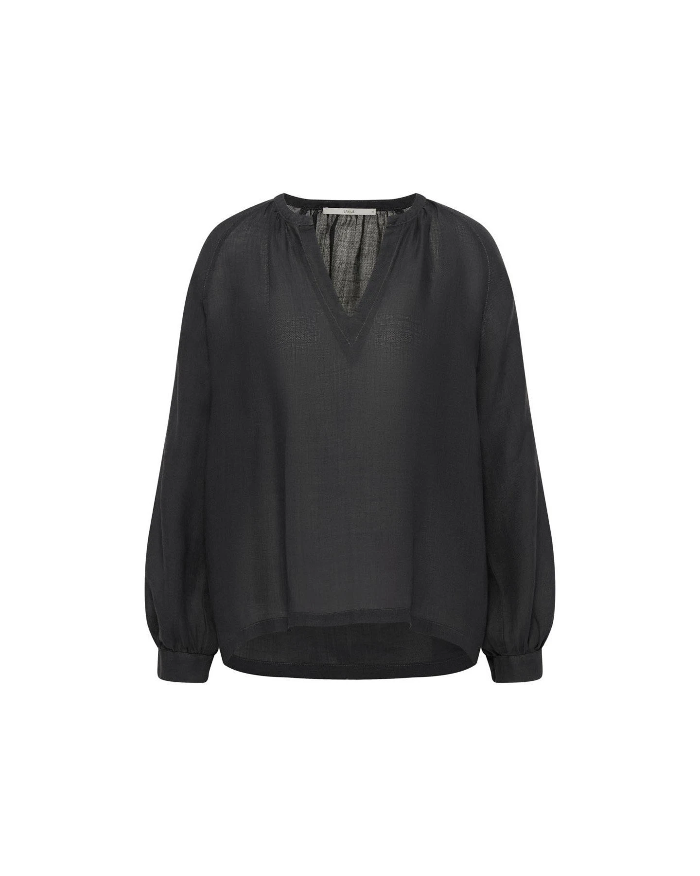 Bluse 3/4 Arm Ramie Schwarz – Ansicht 5