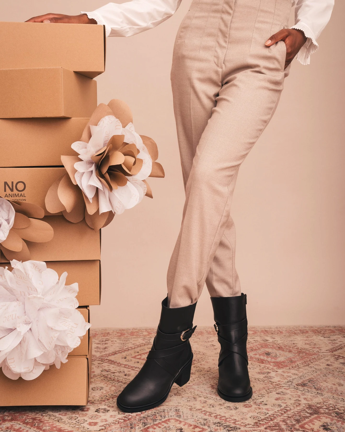 NAE Damen vegan Stiefel Tulai Schwarz – Ansicht 2