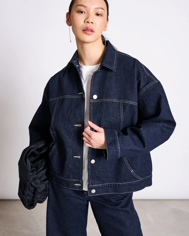 JAN 'N JUNE Damen vegan Jacke Denim Vilme Dunkelblau
