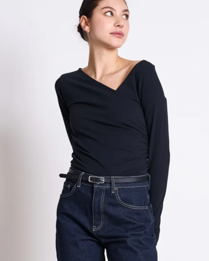 JAN 'N JUNE Damen vegan Longsleeve Asymmetrical Casma Schwarz
