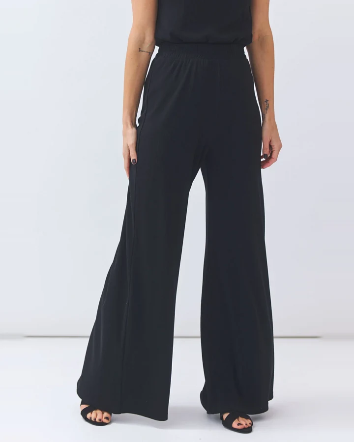 Baìge the Label Damen vegan Hose Weites Bein Bessy Schwarz