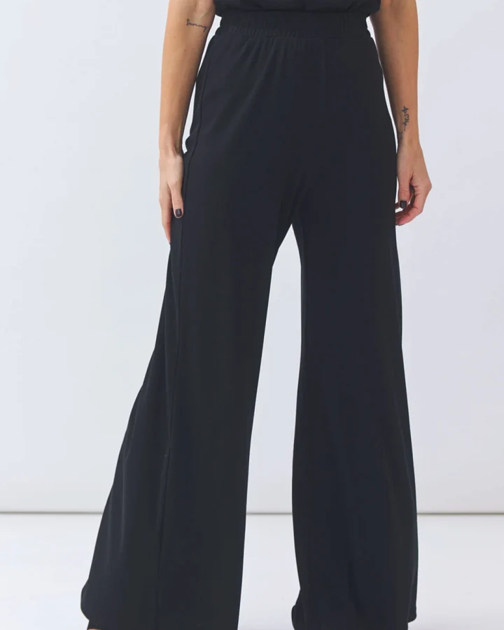 Baìge the Label Damen vegan Hose Weites Bein Bessy Schwarz
