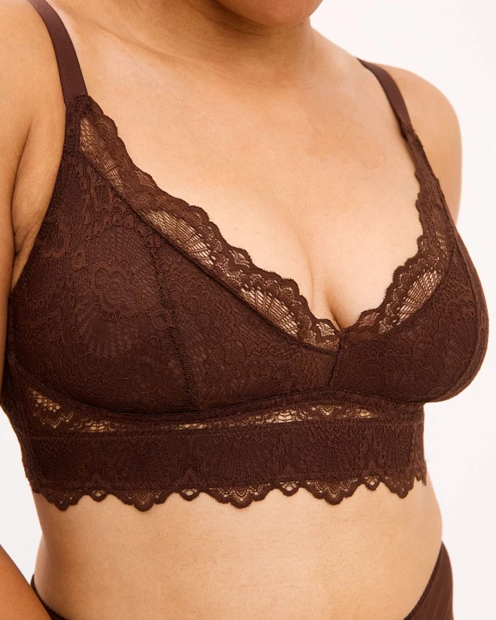 Understatement Damen vegan Stütz-Bh Spitze Kaffeebraun