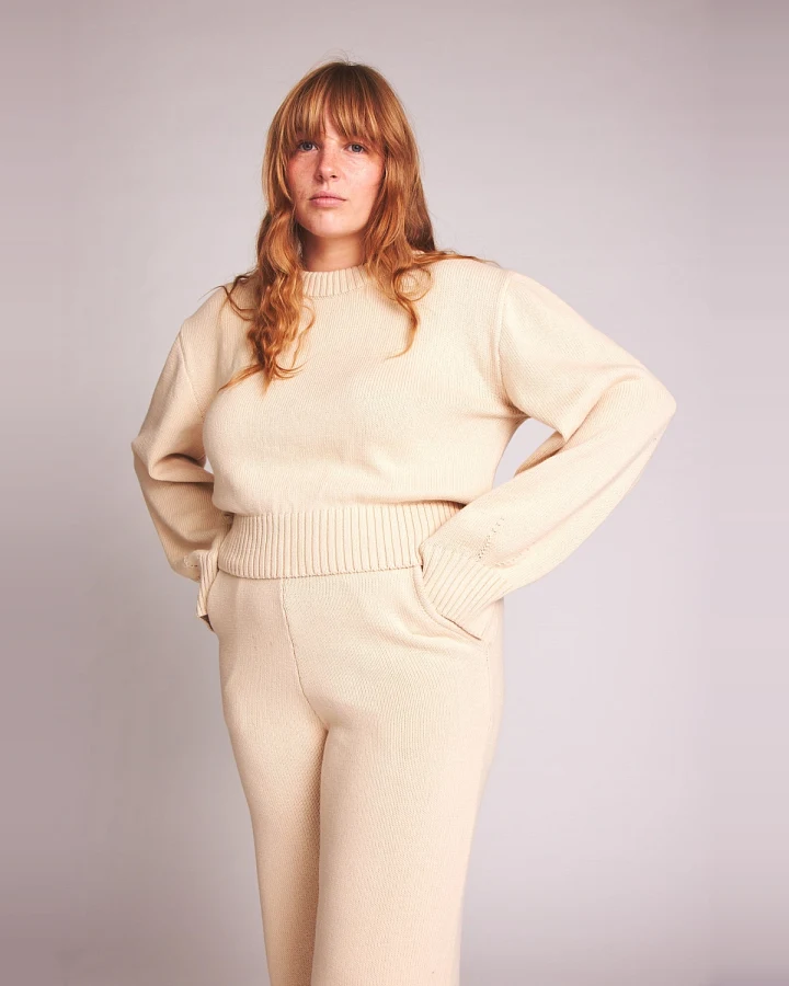 Baìge the Label Damen vegan Strickpullover Cara Hellbeige