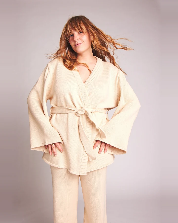 Baìge the Label Damen vegan Strickjacke Cali Hellbeige