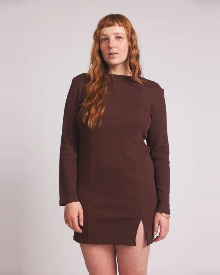 Baìge the Label Damen vegan Kleid Brandi Dunkelschokolade