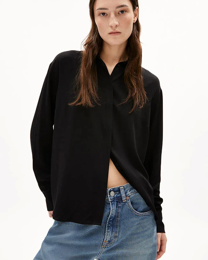ARMEDANGELS Damen vegan Bluse Longsleeve Larisaana Schwarz