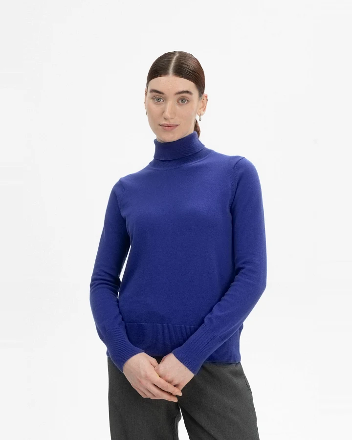 MELA Damen vegan Strickpullover Rollkragenpullover Mayura Bold Blue