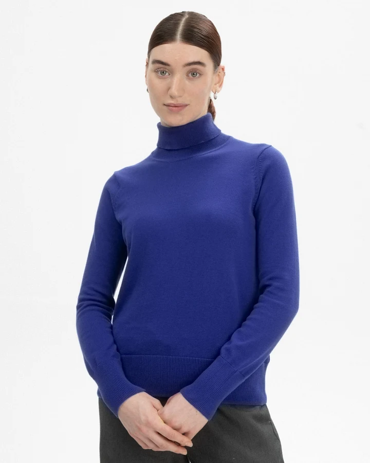 MELA Damen vegan Strickpullover Rollkragenpullover Mayura Bold Blue