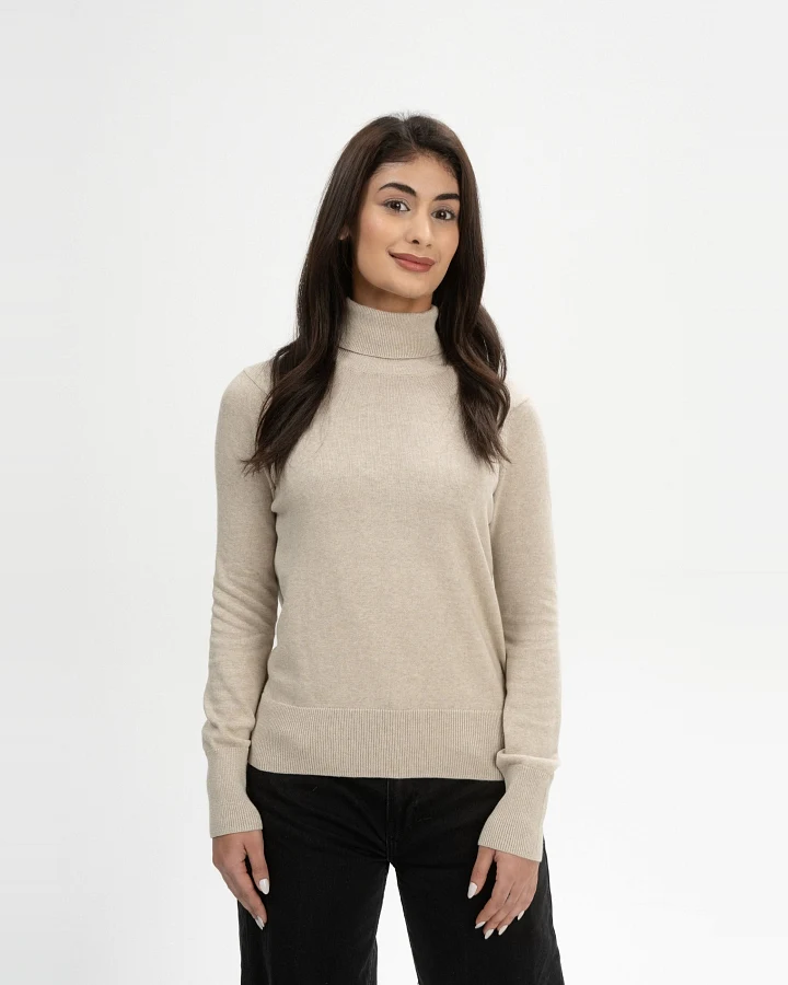 MELA Damen vegan Strickpullover Mit Rollkragen Mayura Pebble Melange