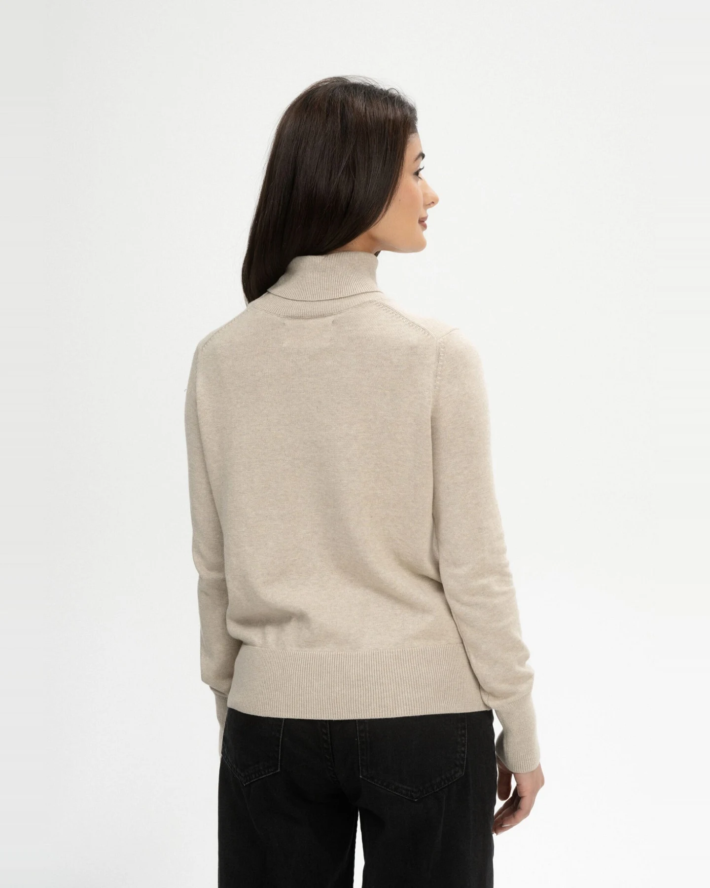 MELA Damen vegan Strickpullover Mit Rollkragen Mayura Pebble Melange – Ansicht 2