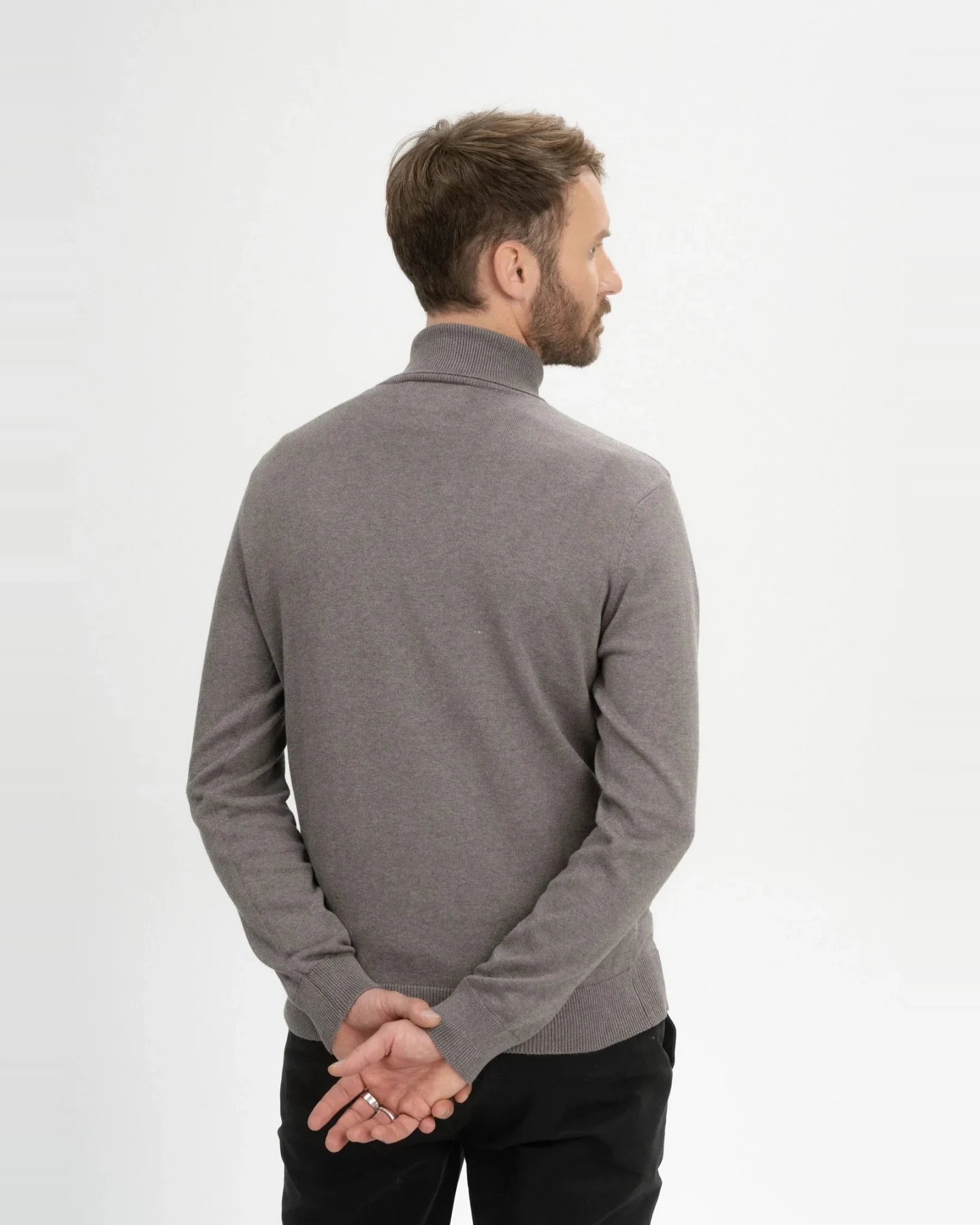 MELA Herren vegan Strickpullover Mit Rollkragen Kanja Bear Melange – Ansicht 2