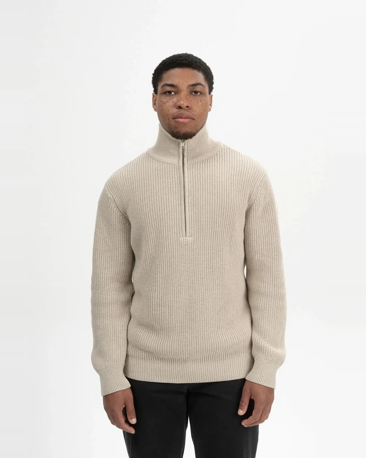 MELA Herren vegan Strickpullover Rippe Udai Pebble Melange