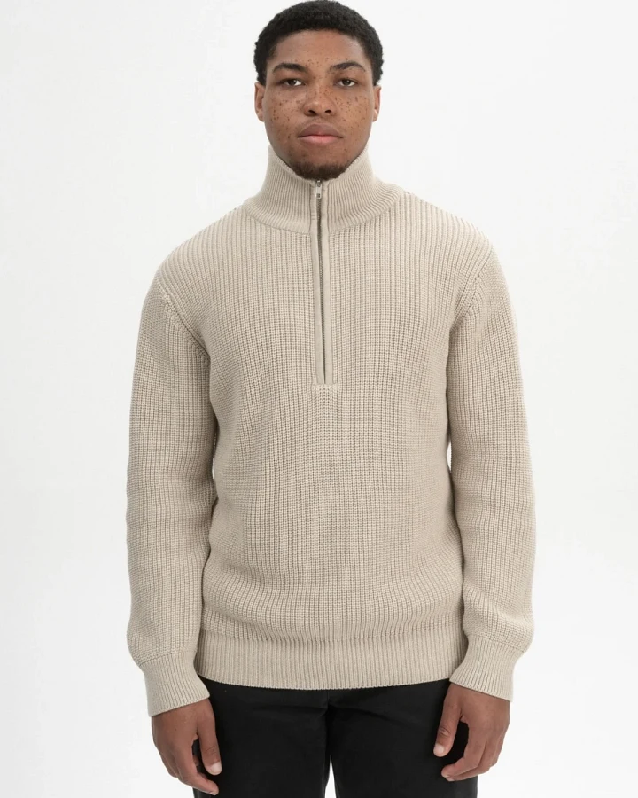 MELA Herren vegan Strickpullover Rippe Udai Pebble Melange