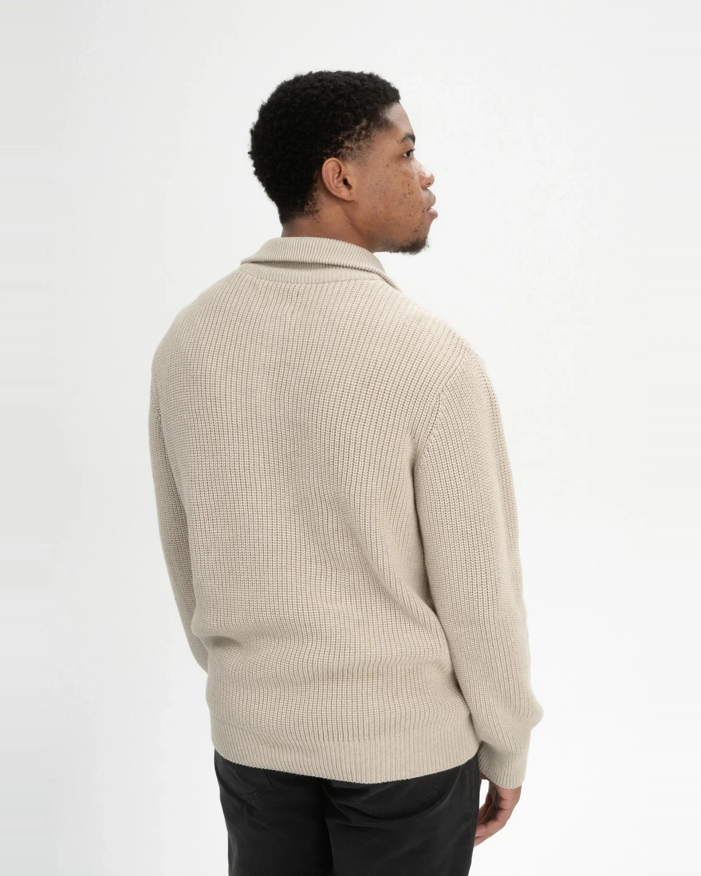 MELA Herren vegan Strickpullover Rippe Udai Pebble Melange – Ansicht 2